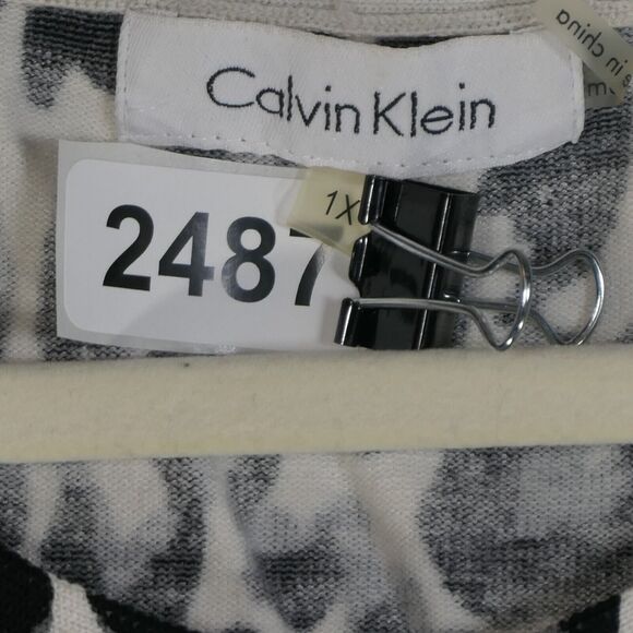 Calvin Klein Cardigan Sweater Women 1X Silk Blend Rhinestone Button Pockets - Picture 10 of 10